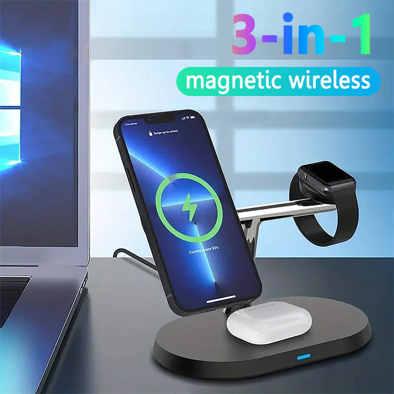 Hacrin 3 in 1 Wireless Charging station for Apple Watch Series 7 Charger Dock Fast Charging Station for Smartphones, Apple iPhone, Samsung, iOS & Android