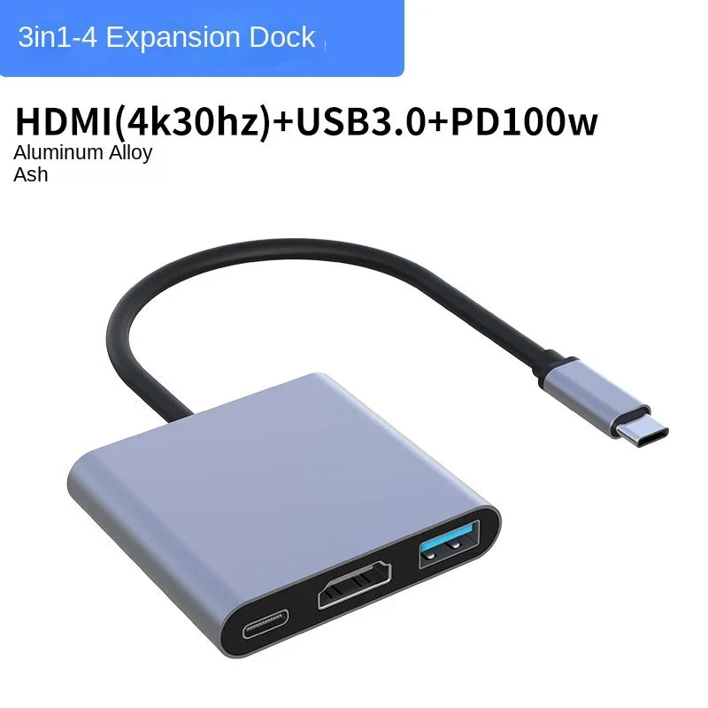 Hub USB-C 3-en-1 : répartiteur Type-C vers HDMI, station d'accueil USB 3.0 de haute qualité pour MacBook Air/Pro, Samsung - Hub USB-C vers HDMI