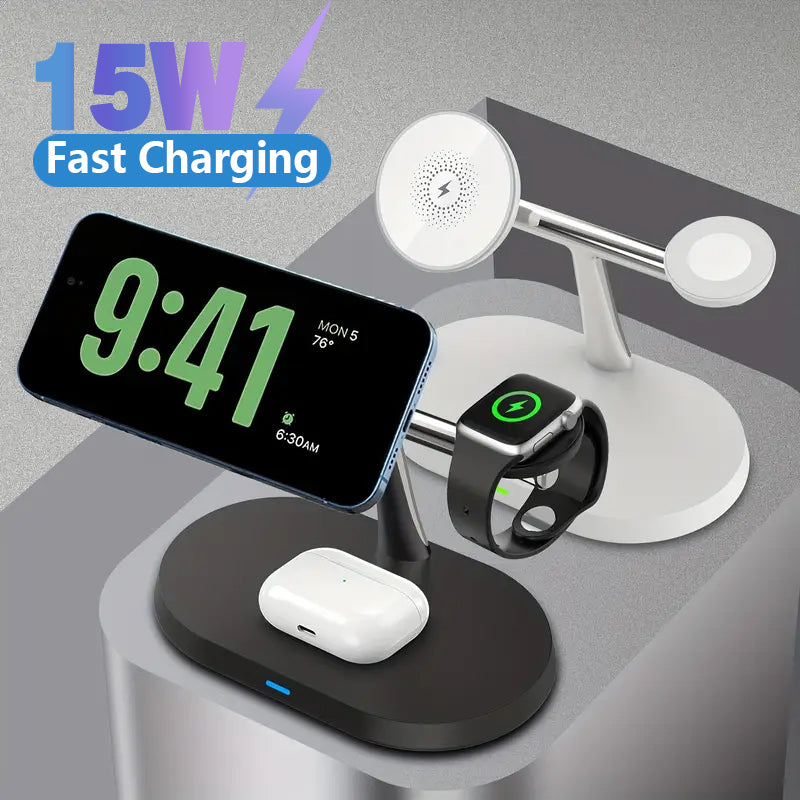 Hacrin 3 in 1 Wireless Charging station for Apple Watch Series 7 Charger Dock Fast Charging Station for Smartphones, Apple iPhone, Samsung, iOS & Android