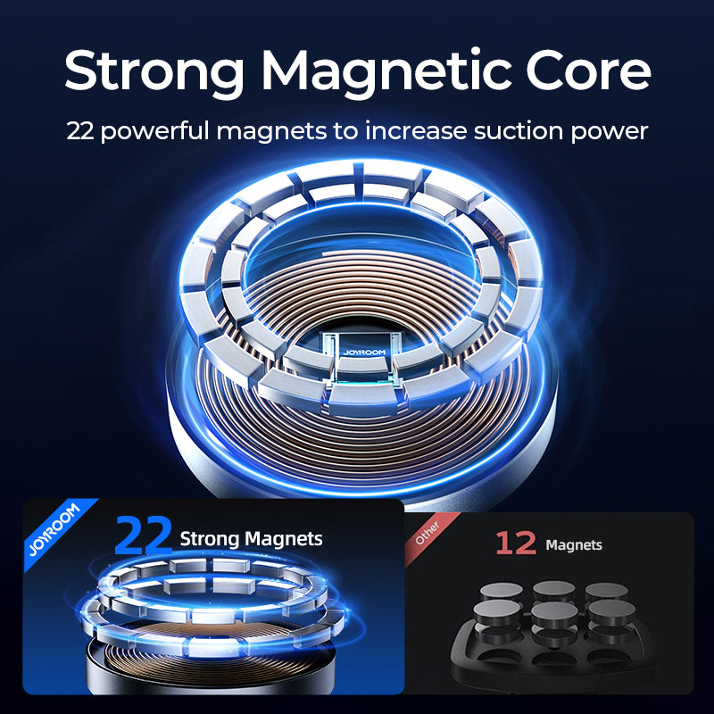 Chargeur sans fil de voiture haut de gamme et support de téléphone de voiture magnétique MagSafe pour Apple iPhone 15, 14, 13, 12, 11 Pro Max Plus Mini - Support de téléphone de voiture à lumière bleue