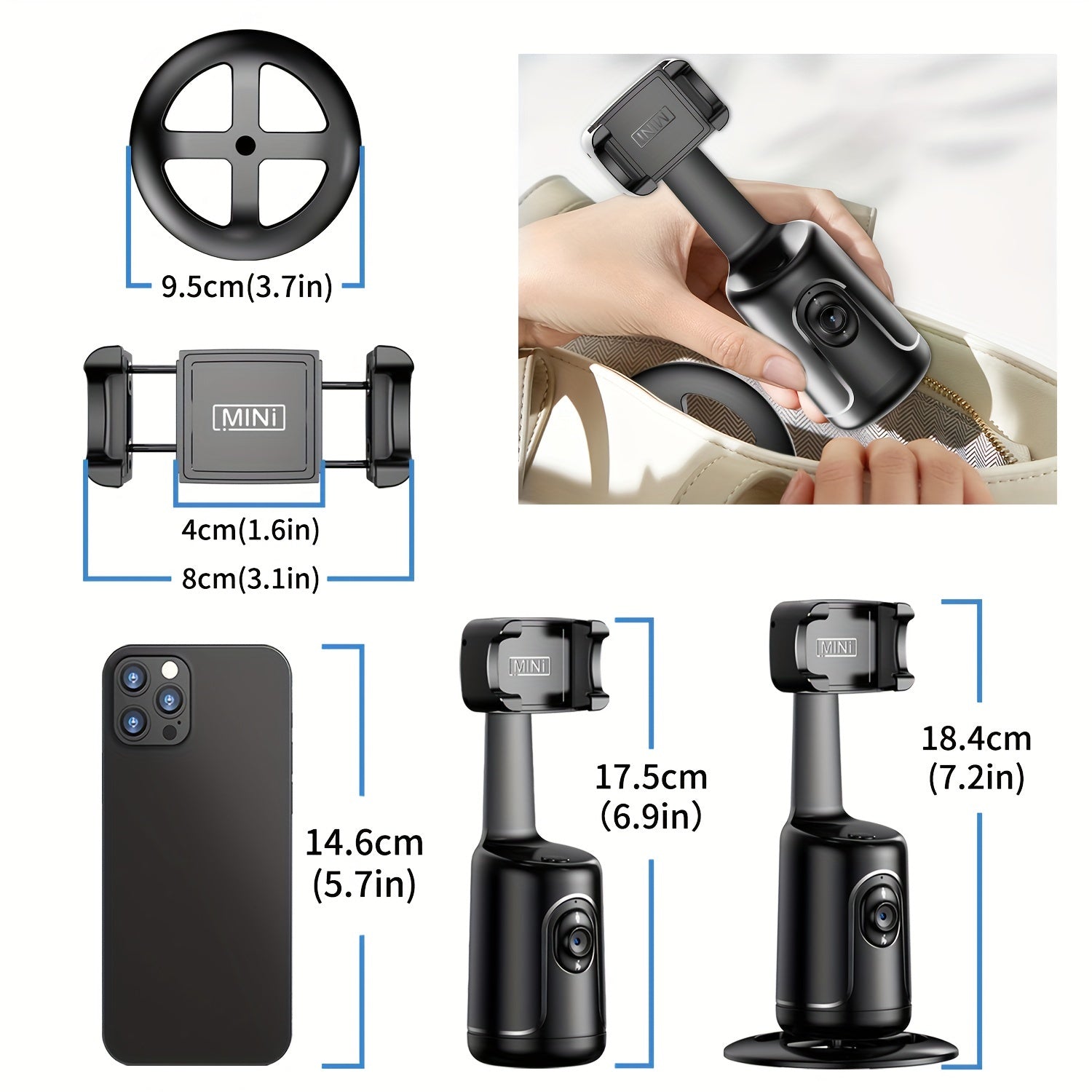 EvoGlide Premium | 360° Gimbal Stabilizer - Exklusives Videostabilisierungssystem Smartphones, Apple iPhone, Samsung, iOS