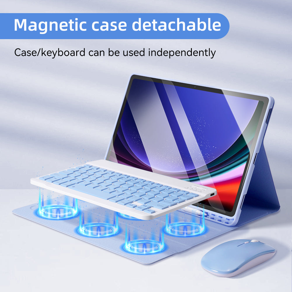 Hochwertige Hülle für Samsung Galaxy Tab S8 x700/x706, S7, S6 Lite, A7, A8: Drahtlose Maus und Tastatur, Robustes Gehäuse