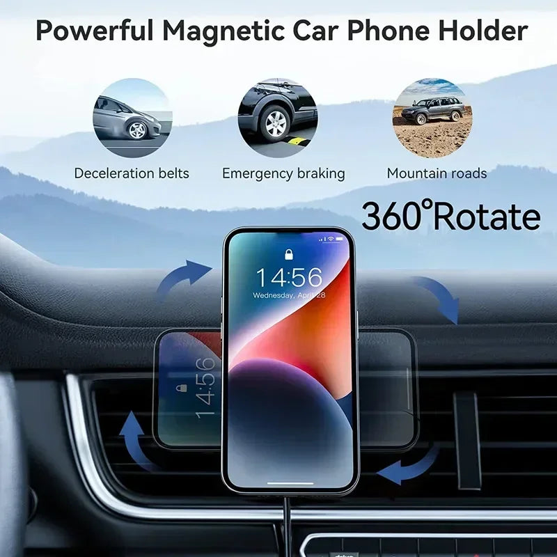 Chargeur sans fil magnétique de voiture 30W de haute qualité avec support de téléphone pour Apple iPhone 15, 14,13, 12 Pro Max Plus Mini | Station de recharge rapide et support voiture