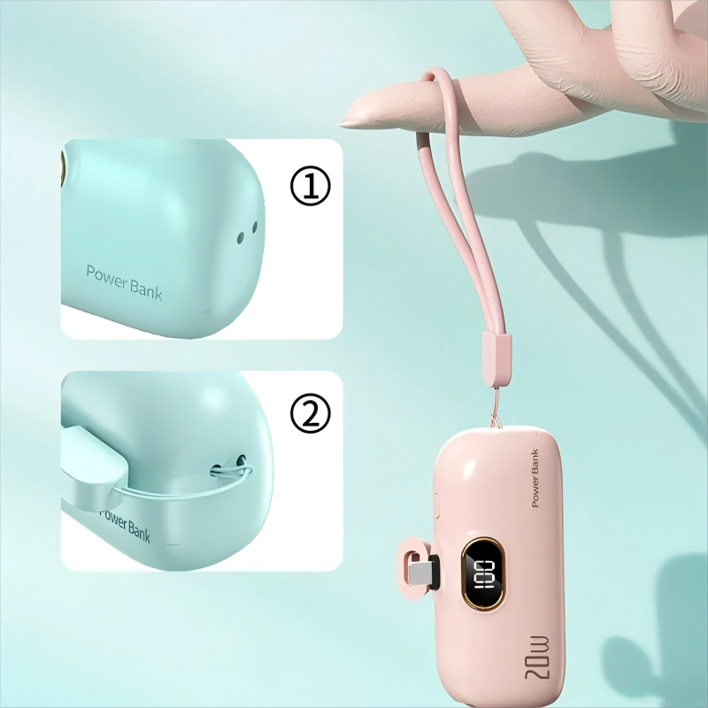 Premium Mini Power Bank 5000mAh - Chargeur QC PD Charge rapide pour Apple iPhone 15, 14, 13, 12, 11 Pro Max Plus Mini | Batterie externe, chargeur portable pour iOS, iPhone, Android et Samsung