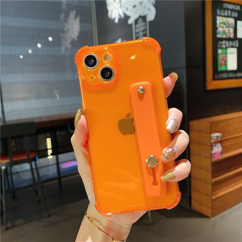 Premium Durchsichtige Candy-Farbe | Handgelenksband Handyhalter Klare Soft-Silikon Apple iPhone Case