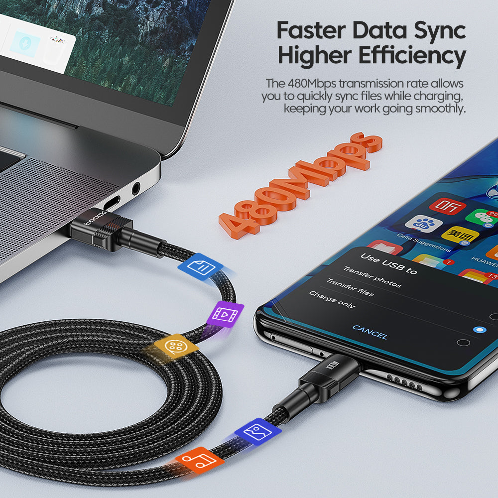 Câble USB Type C haut de gamme 7A | Câble de charge rapide pour Realme, Huawei P30 Pro, Samsung, Oneplus, Poco F3 - Câble de charge rapide 66W Câble de données de chargeur USB-C