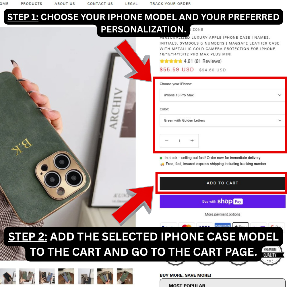 Personalisierte Luxus Apple iPhone Hülle | Namen, Initialen, Symbole & Zahlen | MagSafe-Ledercase mit metallener Gold-Kameraprotektion für iPhone 16/15/14/13/12 Pro Max Plus Mini