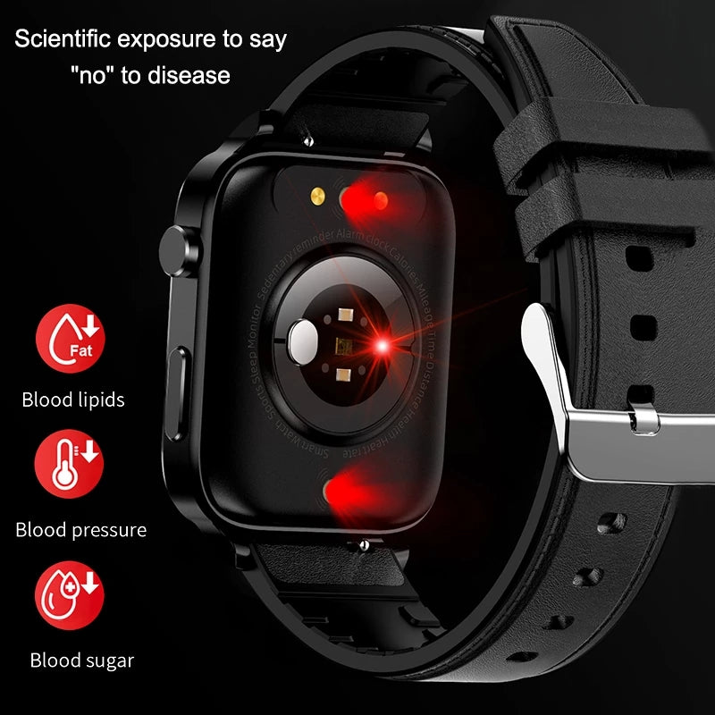 Premium Blutzucker-Smartwatch für Männer und Frauen: KI-Sprachassistent, Bluetooth-Anruf, Infrarot-SpO2-Sensor, Gesundheitsüberwachung, EKG, PPG, Schlaf-& Herzfrequenzmesser, Wasserdichter Fitness-Tracker, Full-Touch, Lange Akkulaufzeit: iOS & Android