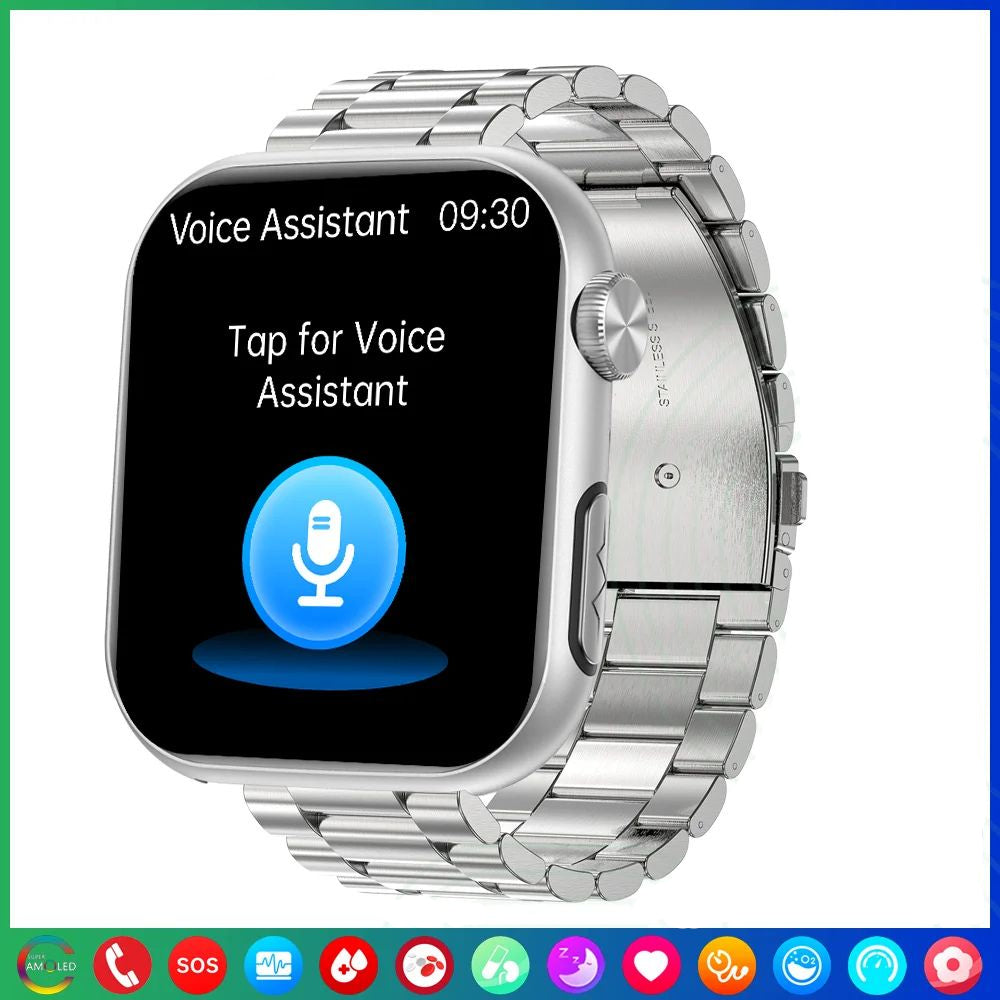 Premium Blutzucker-Smartwatch für Männer und Frauen: KI-Sprachassistent, Bluetooth-Anruf, Infrarot-SpO2-Sensor, Gesundheitsüberwachung, EKG, PPG, Schlaf-& Herzfrequenzmesser, Wasserdichter Fitness-Tracker, Full-Touch, Lange Akkulaufzeit: iOS & Android