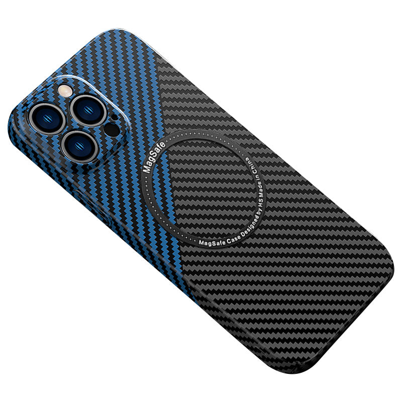 Hochwertige Kohlefaser-Magnetische iPhone-Hülle | MagSafe-Case mit Rundumschutz & Kameralinsenschutz für Apple iPhone 16/16e, 15, 14, 13, 12 Pro Max, Pro, Plus & Mini Cover | Stoßfeste Handyhülle mit Panzertasche & Stoßstangenabdeckung Schutzhülle