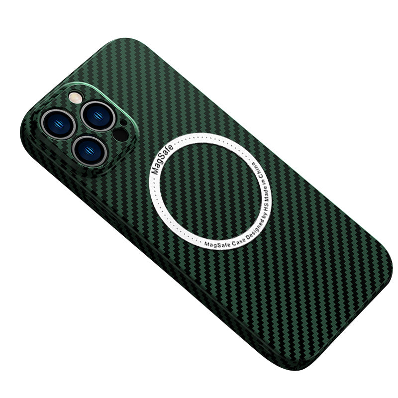 Hochwertige Kohlefaser-Magnetische iPhone-Hülle | MagSafe-Case mit Rundumschutz & Kameralinsenschutz für Apple iPhone 16/16e, 15, 14, 13, 12 Pro Max, Pro, Plus & Mini Cover | Stoßfeste Handyhülle mit Panzertasche & Stoßstangenabdeckung Schutzhülle