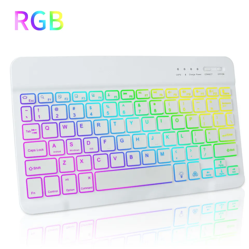 Premium Backlit Tastatur und Maus in 10-Zoll für iPad: Bluetooth-Tastatur mit Hintergrundbeleuchtung | Kompatibel mit iOS, Android, Windows