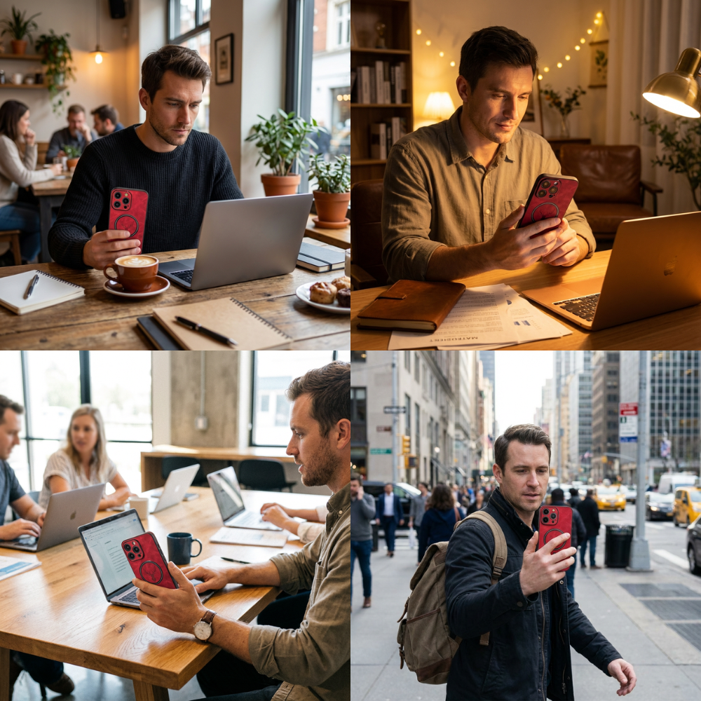 Luxus Hirschleder Apple iPhone Hülle | MagSafe Case mit Kameralinsenschutz, Magnetische Kabellose Stoßfeste Handyschutzhülle | Premium Sturzsicherer Bumper-Cover für iPhone 17/17 Air, 16/16e, 15, 14, 13 Pro Max Plus