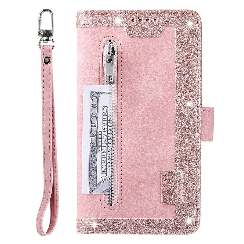 <tc>Étui de téléphone en cuir de haute qualité avec fermeture éclair, porte-cartes, support et sangle | Étui à rabat pour Apple iPhone 16/16e, 15/14/13/12 Pro Max Plus Mini - étui de protection polyvalent</tc>