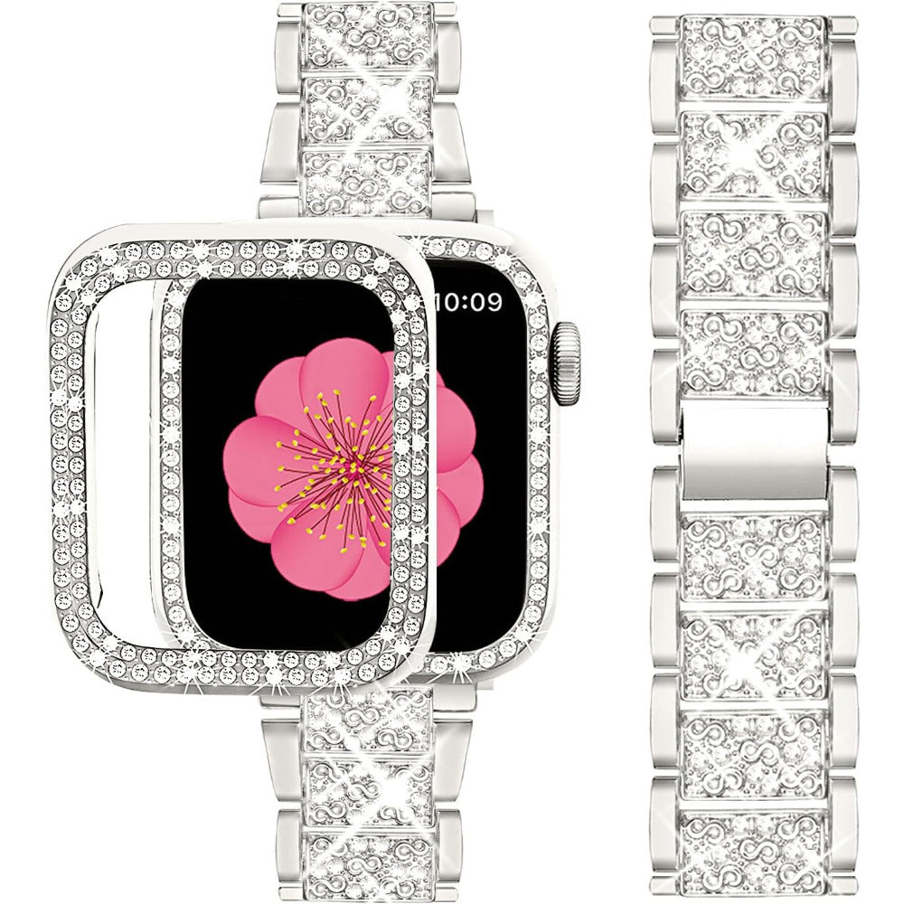 Luxus Premium Glitzer Metall Armband und Diamant Schutzhülle für Apple Uhren Serie 9 8 7 6 5 4 SE | Ultra 49mm 45mm 41mm 40