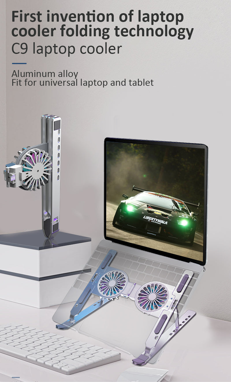 Gute Qualität Klappbare Tablet-Halterung mit Kühlventilator für Gaming-Notebooks und Tablets bis 17 Zoll - Tragbarer Laptop