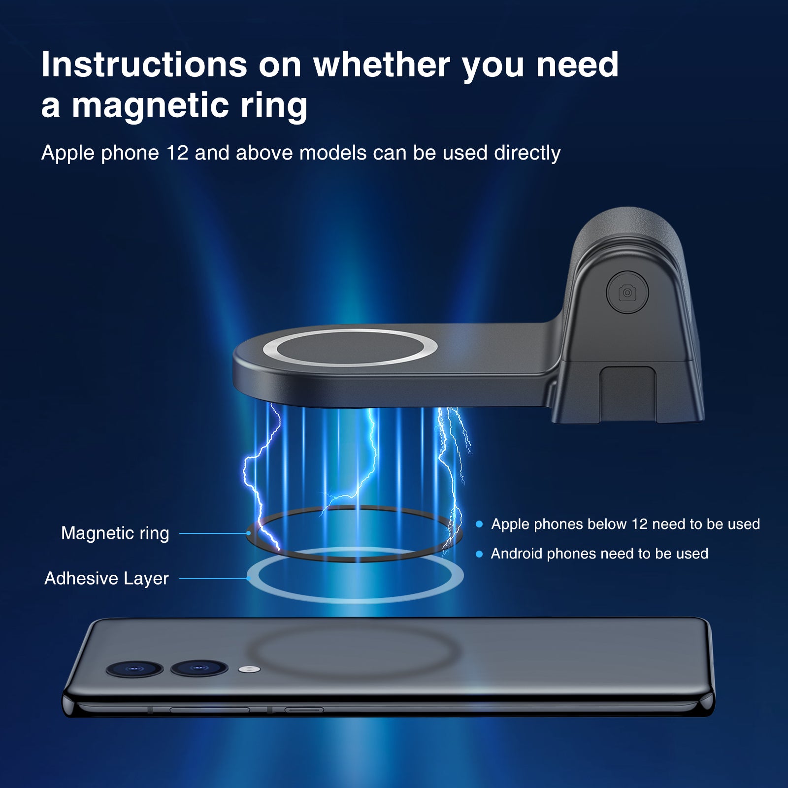 Hochwertiger Profi-Magnetischer Telefonhalter mit Bluetooth-Fernbedienung, Magsafe Griff für Apple iPhone 16/15/14/13/12/11 