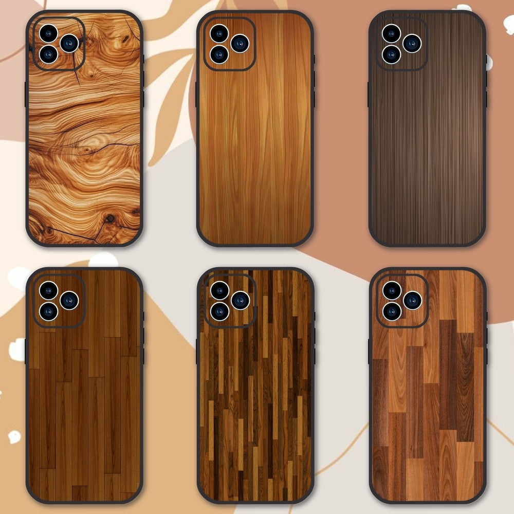 Luxus iPhone-Hülle aus Massivholz-Bambus und Metallic mit Brauner Glatter Holzmaserung | MagSafe-Case mit Rundumschutz & Kameralinsenschutz für Apple iPhone 16/16e, 15, 14, 13, 12 Pro Max, Pro, Plus & Mini Cover | Stoßfeste Handyhülle