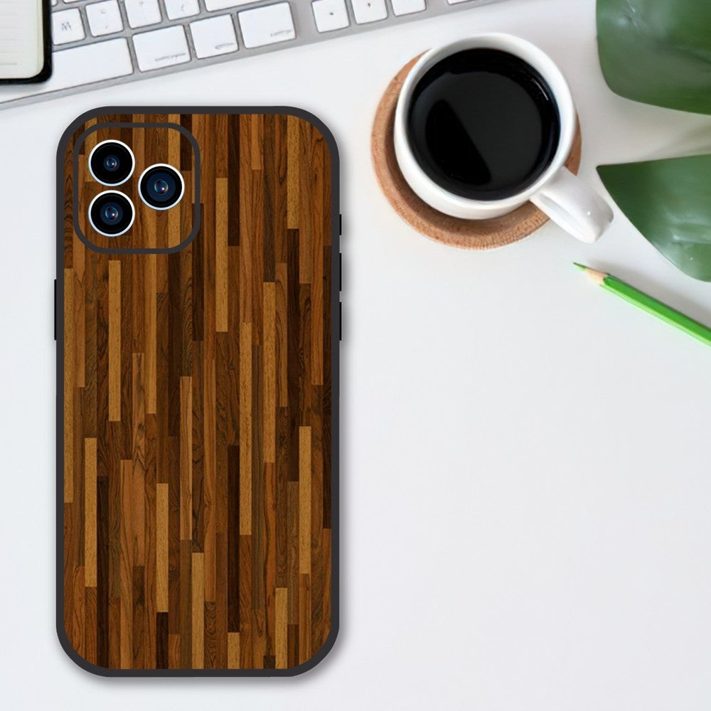 Luxus iPhone-Hülle aus Massivholz-Bambus und Metallic mit Brauner Glatter Holzmaserung | MagSafe-Case mit Rundumschutz & Kameralinsenschutz für Apple iPhone 16/16e, 15, 14, 13, 12 Pro Max, Pro, Plus & Mini Cover | Stoßfeste Handyhülle