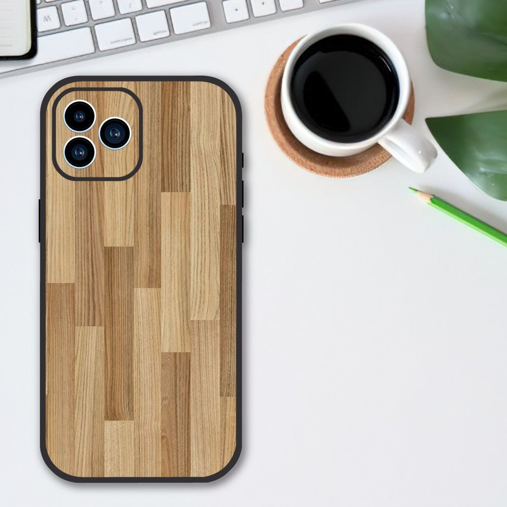 Luxus iPhone-Hülle aus Massivholz-Bambus und Metallic mit Brauner Glatter Holzmaserung | MagSafe-Case mit Rundumschutz & Kameralinsenschutz für Apple iPhone 16/16e, 15, 14, 13, 12 Pro Max, Pro, Plus & Mini Cover | Stoßfeste Handyhülle