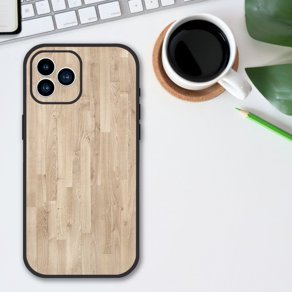 Luxus iPhone-Hülle aus Massivholz-Bambus und Metallic mit Brauner Glatter Holzmaserung | MagSafe-Case mit Rundumschutz & Kameralinsenschutz für Apple iPhone 16/16e, 15, 14, 13, 12 Pro Max, Pro, Plus & Mini Cover | Stoßfeste Handyhülle