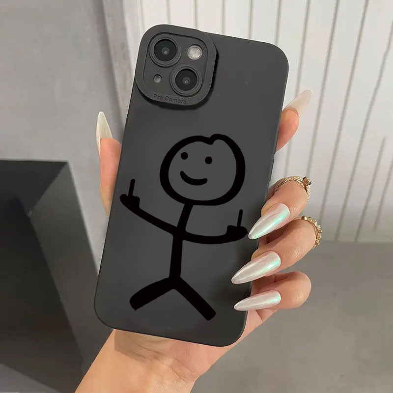 High-Quality Cartoon Matchman iPhone Case | Shockproof Matte Soft TPU Silicone Cover | MagSafe Case with Camera Lens Cover for Apple iPhone 16/15/14/13/12 Pro Max, Plus, Mini | Armor Case, Bumper Cover Phone Case | Premium Protective Cover