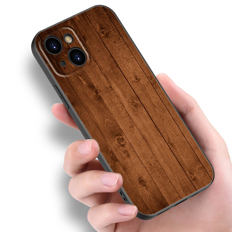 Luxus iPhone-Hülle aus Massivholz-Bambus und Metallic mit Brauner Glatter Holzmaserung | MagSafe-Case mit Rundumschutz & Kameralinsenschutz für Apple iPhone 16/16e, 15, 14, 13, 12 Pro Max, Pro, Plus & Mini Cover | Stoßfeste Handyhülle