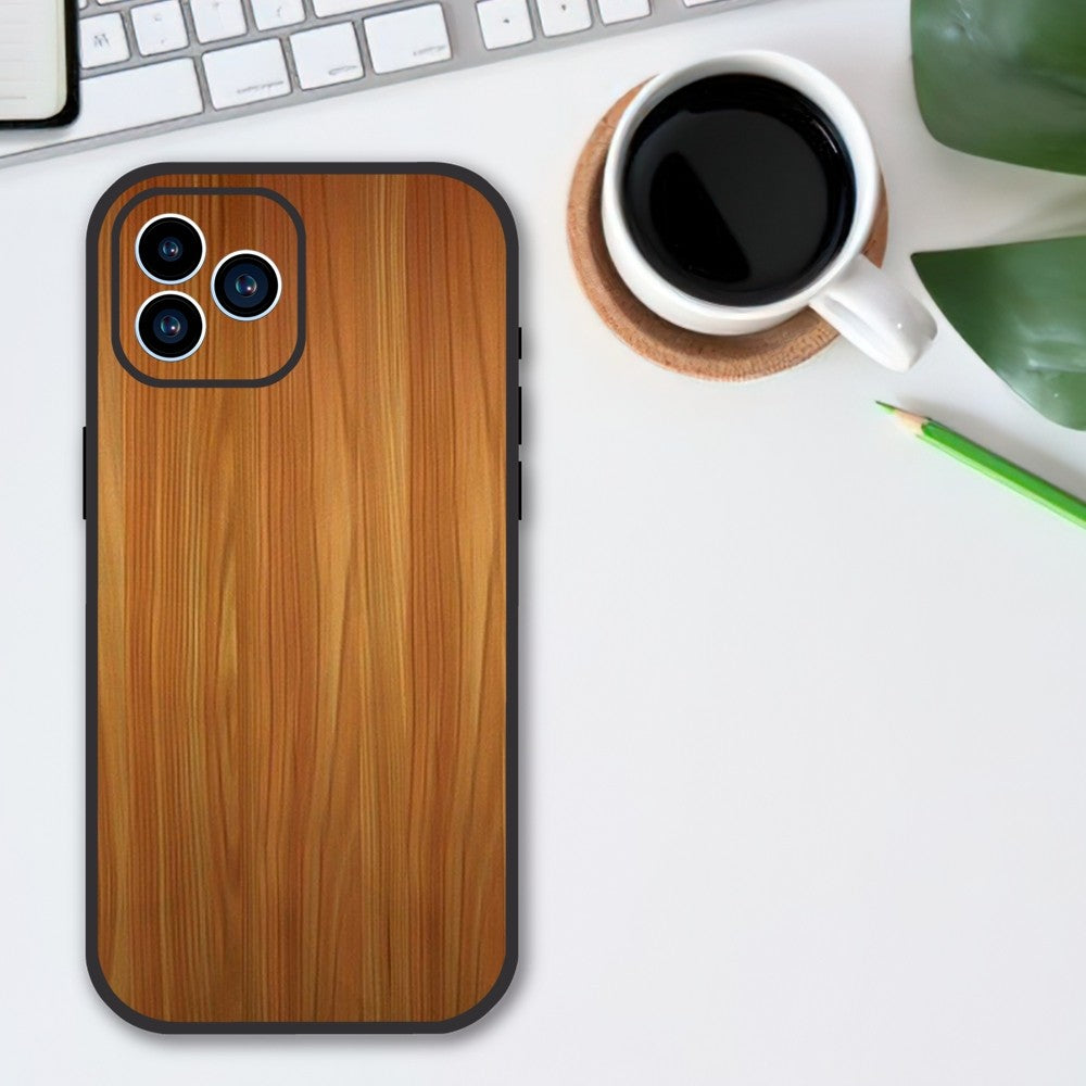 Luxus iPhone-Hülle aus Massivholz-Bambus und Metallic mit Brauner Glatter Holzmaserung | MagSafe-Case mit Rundumschutz & Kameralinsenschutz für Apple iPhone 16/16e, 15, 14, 13, 12 Pro Max, Pro, Plus & Mini Cover | Stoßfeste Handyhülle