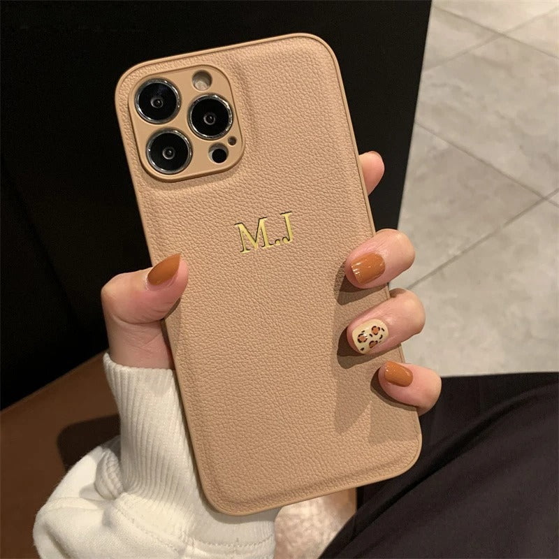 Étui iPhone de luxe personnalisé avec protection de caméra | Gravez le nom, les initiales, les symboles et les chiffres