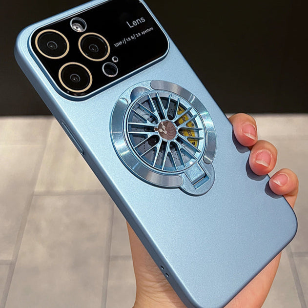 Premium iPhone Hülle mit 360 Grad Rotierender Gyro-Standfunktion und Faltbarem Halter | MagSafe Case mit Rundumschutz und Kameralinsenschutz für iPhone 16/15/14/13/12 Pro Max, Plus, Mini Cover | Panzertasche und Stoßsgenabdeckung | Hochwertige Schutzhülle