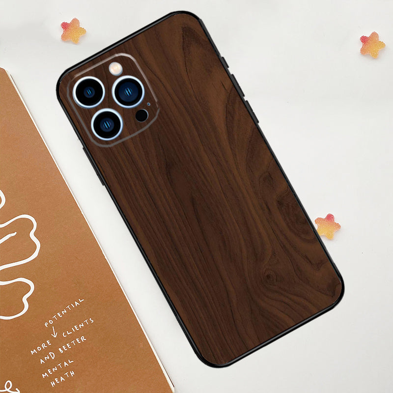 Luxus iPhone-Hülle aus Massivholz-Bambus und Metallic mit Brauner Glatter Holzmaserung | MagSafe-Case mit Rundumschutz & Kameralinsenschutz für Apple iPhone 16/16e, 15, 14, 13, 12 Pro Max, Pro, Plus & Mini Cover | Stoßfeste Handyhülle