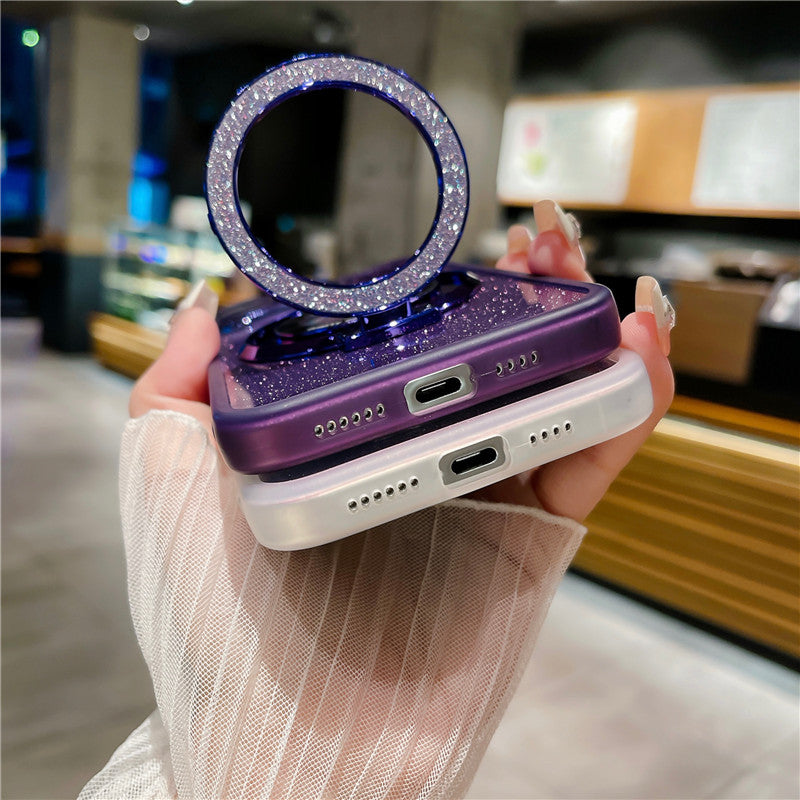 Magnetic Metal For Apple iPhone 16/15/14/13/12 Pro Max Plus Mini Case | Premium Shockproof Supreme Protection - Luxury Slim Matte with Camera Glass Lens Protection, Stand, and Hand Holder Cover