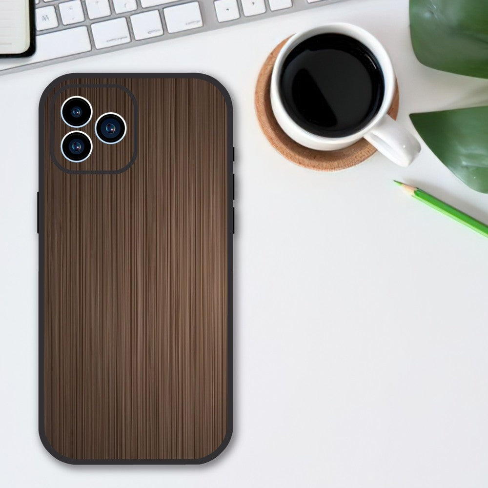 Luxus iPhone-Hülle aus Massivholz-Bambus und Metallic mit Brauner Glatter Holzmaserung | MagSafe-Case mit Rundumschutz & Kameralinsenschutz für Apple iPhone 16/16e, 15, 14, 13, 12 Pro Max, Pro, Plus & Mini Cover | Stoßfeste Handyhülle