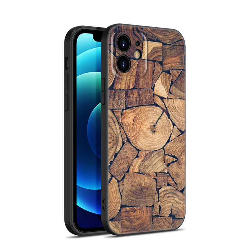 Luxus iPhone-Hülle aus Massivholz-Bambus und Metallic mit Brauner Glatter Holzmaserung | MagSafe-Case mit Rundumschutz & Kameralinsenschutz für Apple iPhone 16/16e, 15, 14, 13, 12 Pro Max, Pro, Plus & Mini Cover | Stoßfeste Handyhülle