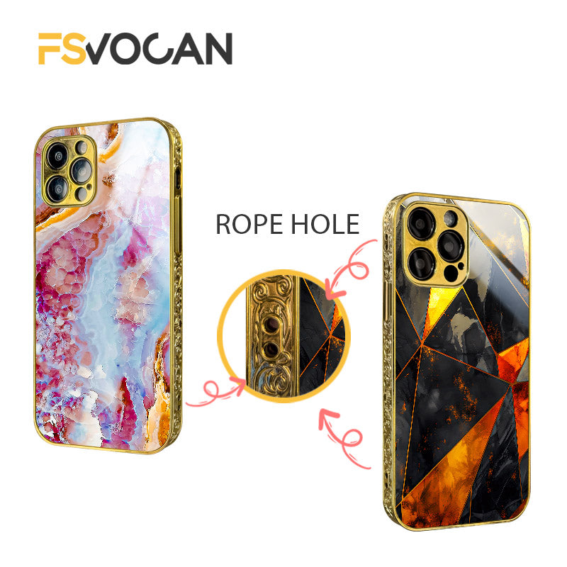 Luxus Schwarzer Marmor iPhone Hülle mit goldenem Rand: Kamera Schutz, Langlebige Abdeckung, MagSafe-kompatibel Apple iPhone 16/16e, 15, 14, 13, 12 Pro Max, Pro, Plus, Mini Cover: 3D-Textur, verbesserten Griff | Rundumschutz Kameralinsenschutz Panzertasche