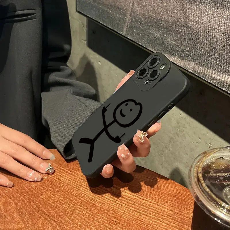 High-Quality Cartoon Matchman iPhone Case | Shockproof Matte Soft TPU Silicone Cover | MagSafe Case with Camera Lens Cover for Apple iPhone 16/15/14/13/12 Pro Max, Plus, Mini | Armor Case, Bumper Cover Phone Case | Premium Protective Cover