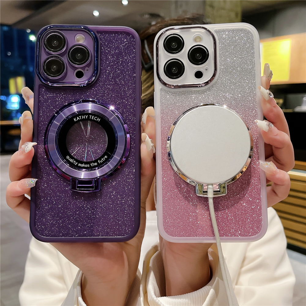 Magnetic Metal For Apple iPhone 16/15/14/13/12 Pro Max Plus Mini Case | Premium Shockproof Supreme Protection - Luxury Slim Matte with Camera Glass Lens Protection, Stand, and Hand Holder Cover