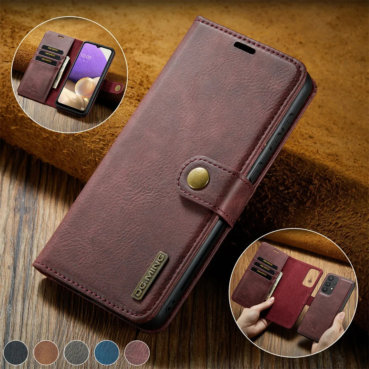 High-Quality Detachable Magnetic Leather iPhone Case | MagSafe Case with Wallet & Card Holder for Apple iPhone 16/15/14/13/12 Pro Max, Plus, Mini - 360-Degree Protection Cover with Camera Lens Protection | Armor Case & Wallet Protective Cover