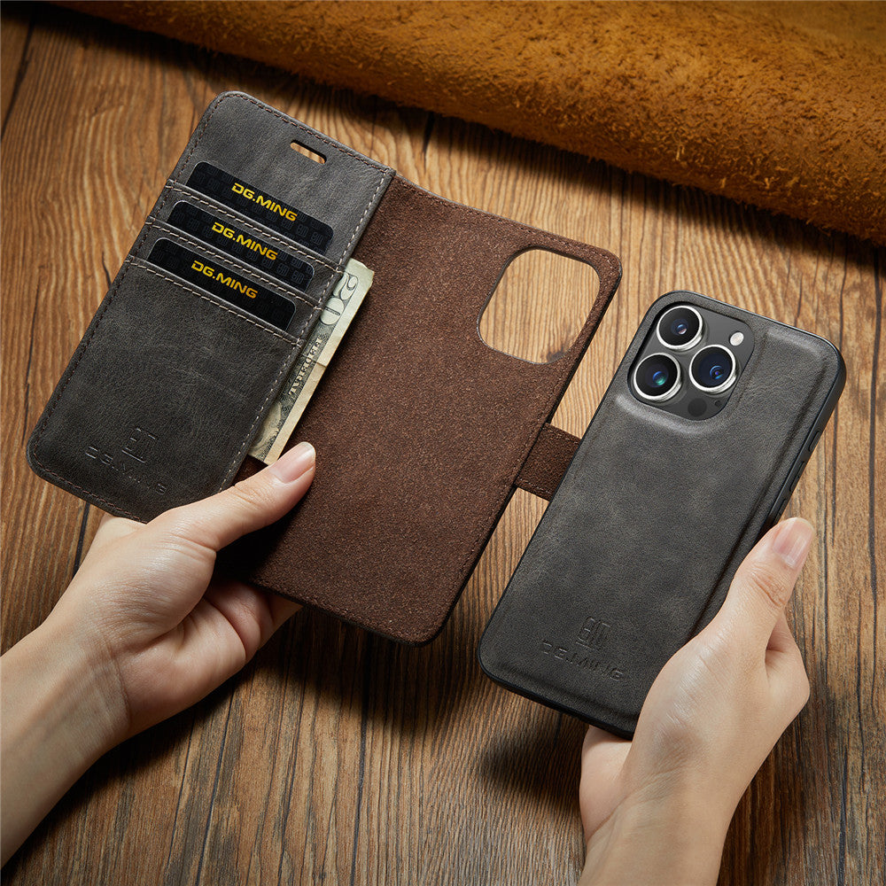 High-Quality Detachable Magnetic Leather iPhone Case | MagSafe Case with Wallet & Card Holder for Apple iPhone 16/15/14/13/12 Pro Max, Plus, Mini - 360-Degree Protection Cover with Camera Lens Protection | Armor Case & Wallet Protective Cover