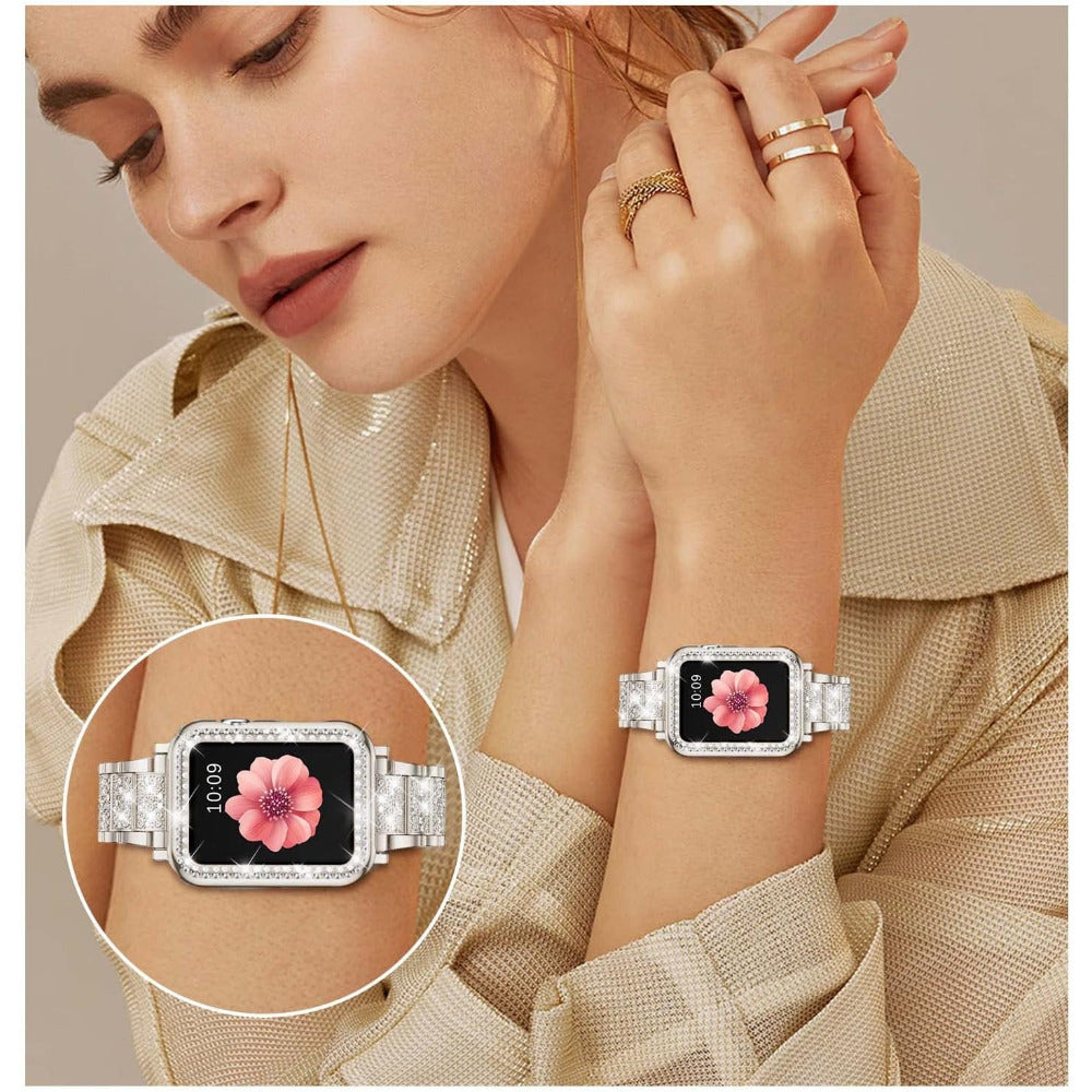 Luxus Premium Glitzer Metall Armband und Diamant Schutzhülle für Apple Uhren Serie 9 8 7 6 5 4 SE | Ultra 49mm 45mm 41mm 40