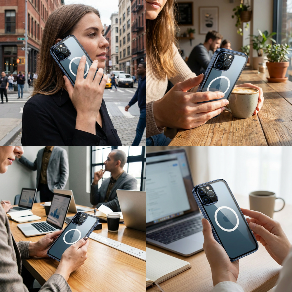 Coque iPhone Magnétique | MagSafe, Protection Complète 360°, Protection Caméra et Écran, Aluminium &amp; Verre, Antichoc, Coque de Protection Transparente et Claire