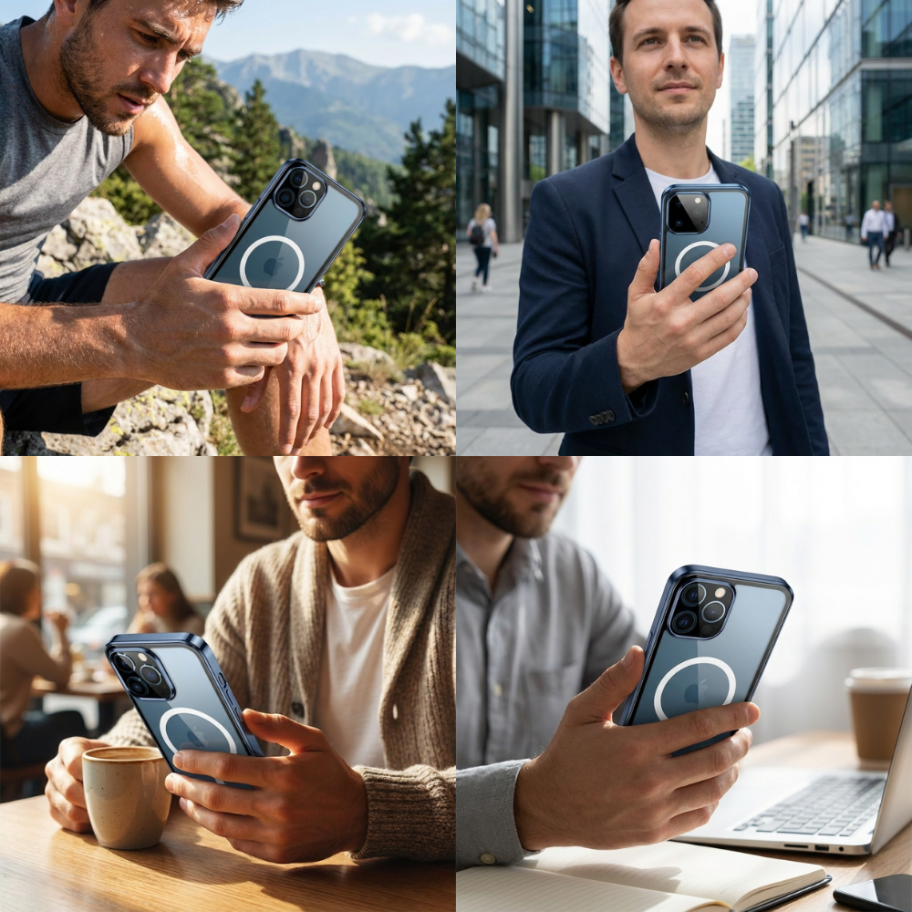 Coque iPhone Magnétique | MagSafe, Protection Complète 360°, Protection Caméra et Écran, Aluminium &amp; Verre, Antichoc, Coque de Protection Transparente et Claire