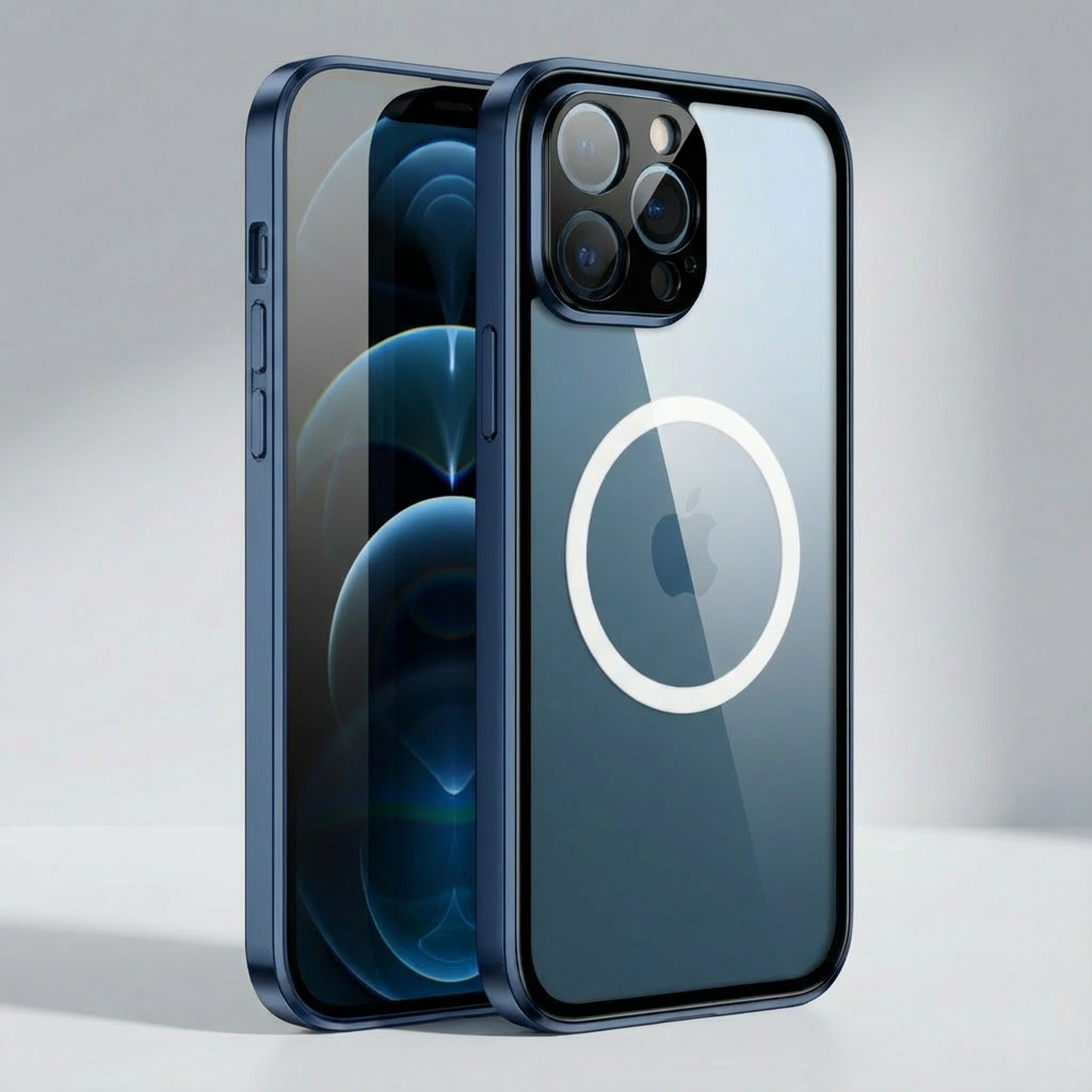 Coque iPhone Magnétique | MagSafe, Protection Complète 360°, Protection Caméra et Écran, Aluminium &amp; Verre, Antichoc, Coque de Protection Transparente et Claire