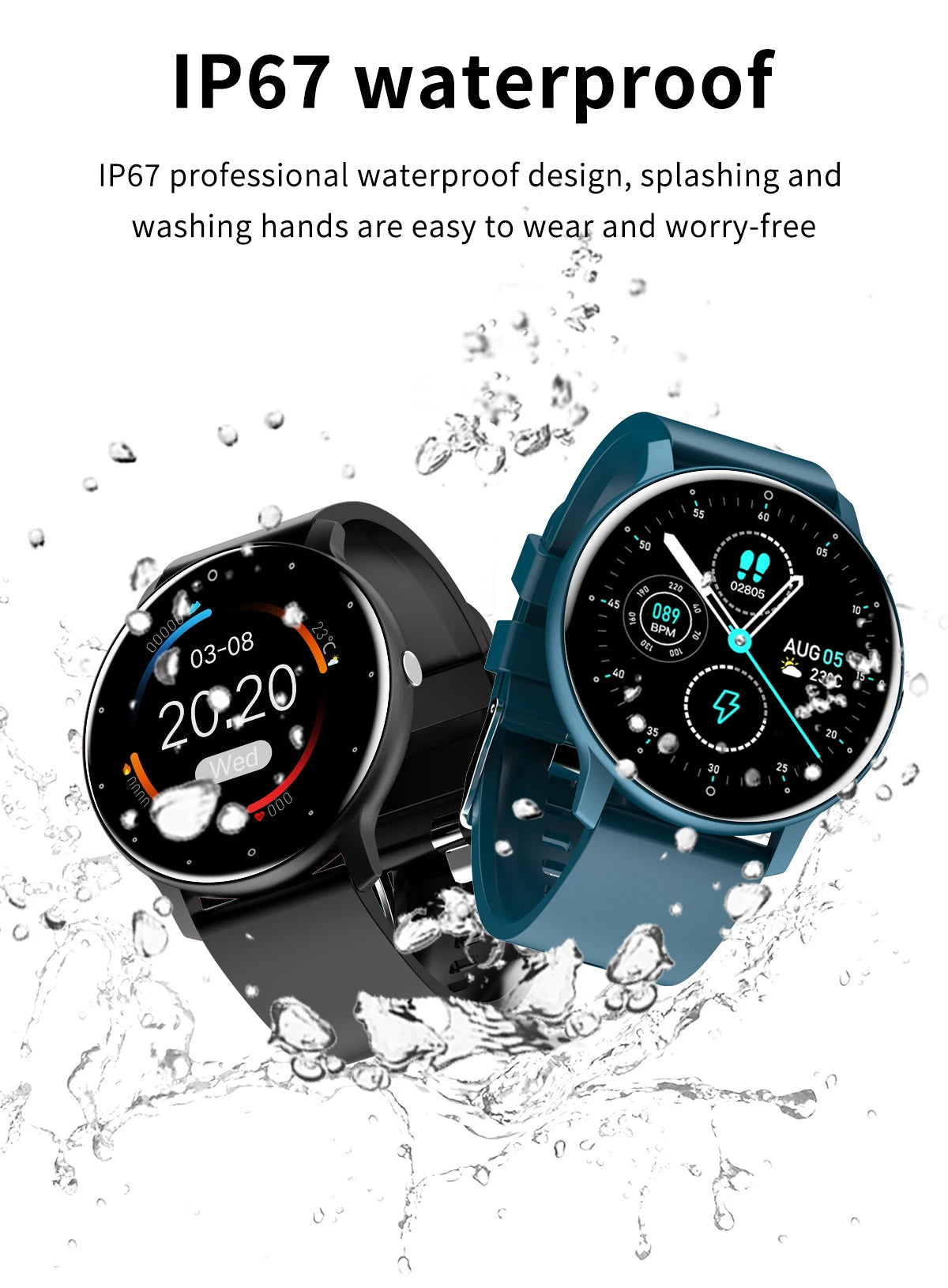 Premium 2024 Neue Smartwatch für Männer: Touchscreen, Sport Fitness, IP67 Wasserdicht, Bluetooth, Android, Apple iOS