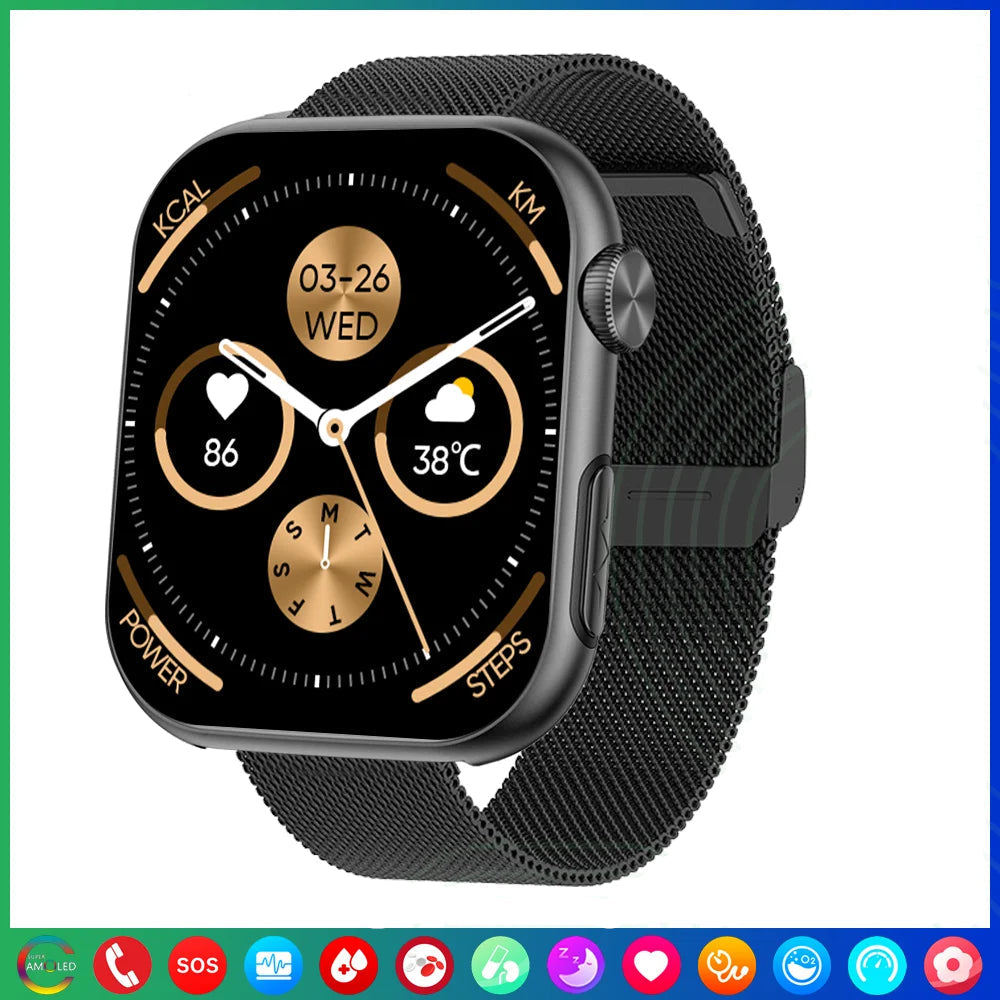 Premium Blutzucker-Smartwatch für Männer und Frauen: KI-Sprachassistent, Bluetooth-Anruf, Infrarot-SpO2-Sensor, Gesundheitsüberwachung, EKG, PPG, Schlaf-& Herzfrequenzmesser, Wasserdichter Fitness-Tracker, Full-Touch, Lange Akkulaufzeit: iOS & Android