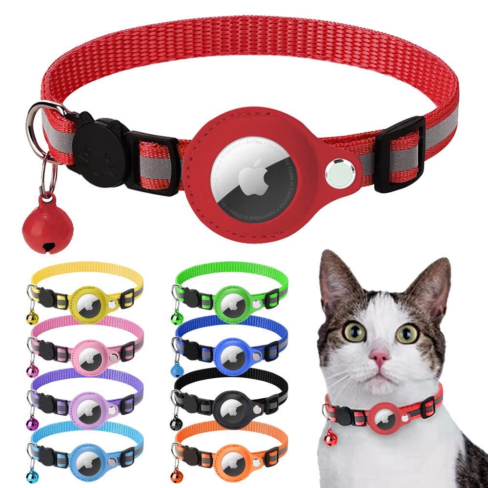 Premium Abnehmbares AirTag Hülle & Case Katzenhalsband: Reflektierendes Cover mit Apple AirTag-Halterung | Glocke