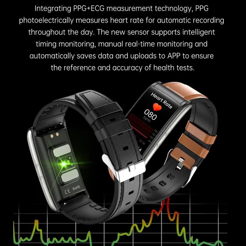 Premium High-quality, non-invasive blood sugar ECG + PPG health smart wristband | IP68 waterproof sports smartwatch for men with blood glucose monitoring