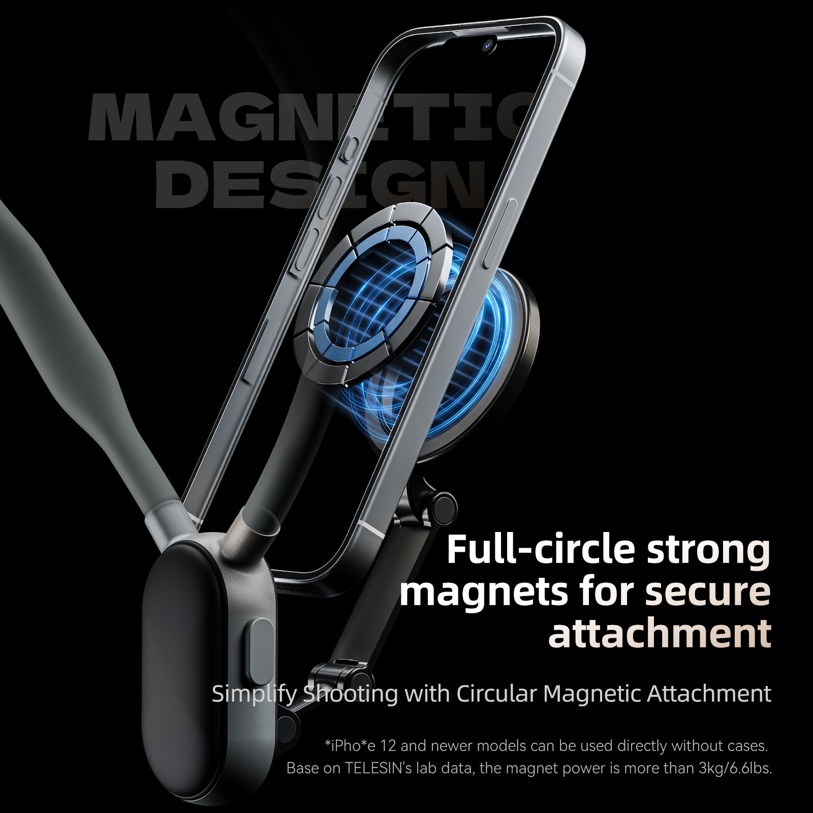Premium Silikon Magnet Hals-Halterung mit Schnellverschluss für Apple iPhone 15/14/13/12/11/10 Pro Max/Plus/Mini, Samsung