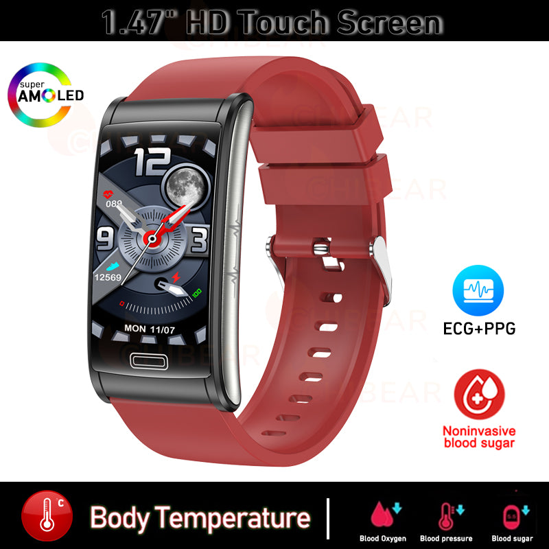 Premium High-quality, non-invasive blood sugar ECG + PPG health smart wristband | IP68 waterproof sports smartwatch for men with blood glucose monitoring