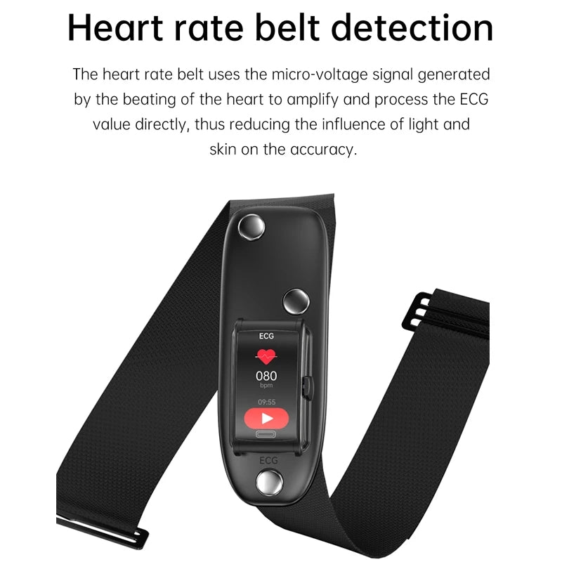 Premium High-quality, non-invasive blood sugar ECG + PPG health smart wristband | IP68 waterproof sports smartwatch for men with blood glucose monitoring